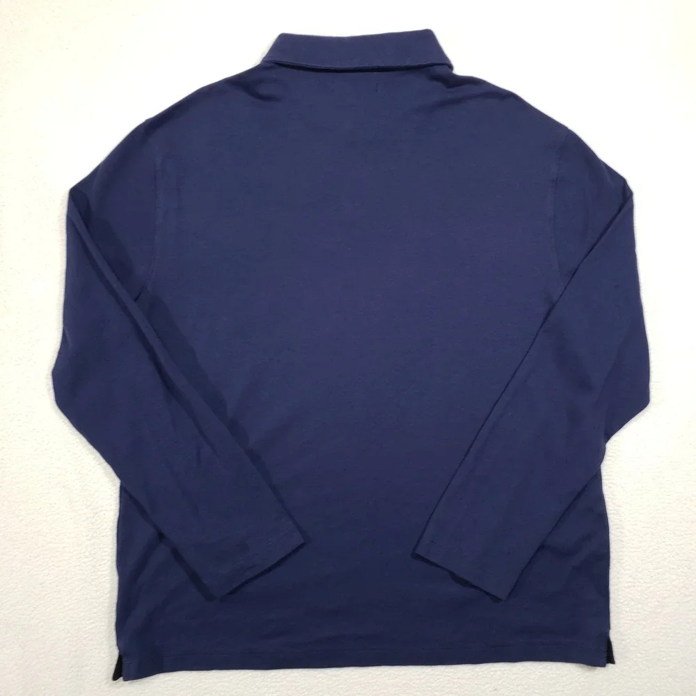 Banana Republic Polo Shirt Men XL Navy Blue Long Sleeve Cotton Jersey Embroider